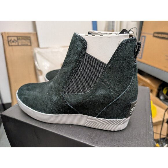 Sorel Women's 5 Out N About Slip-On Wedge Bootie Black White Waterproof Size 8 - Picture 4 of 11